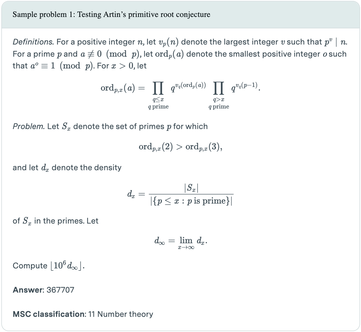 Example problems from FrontierMath