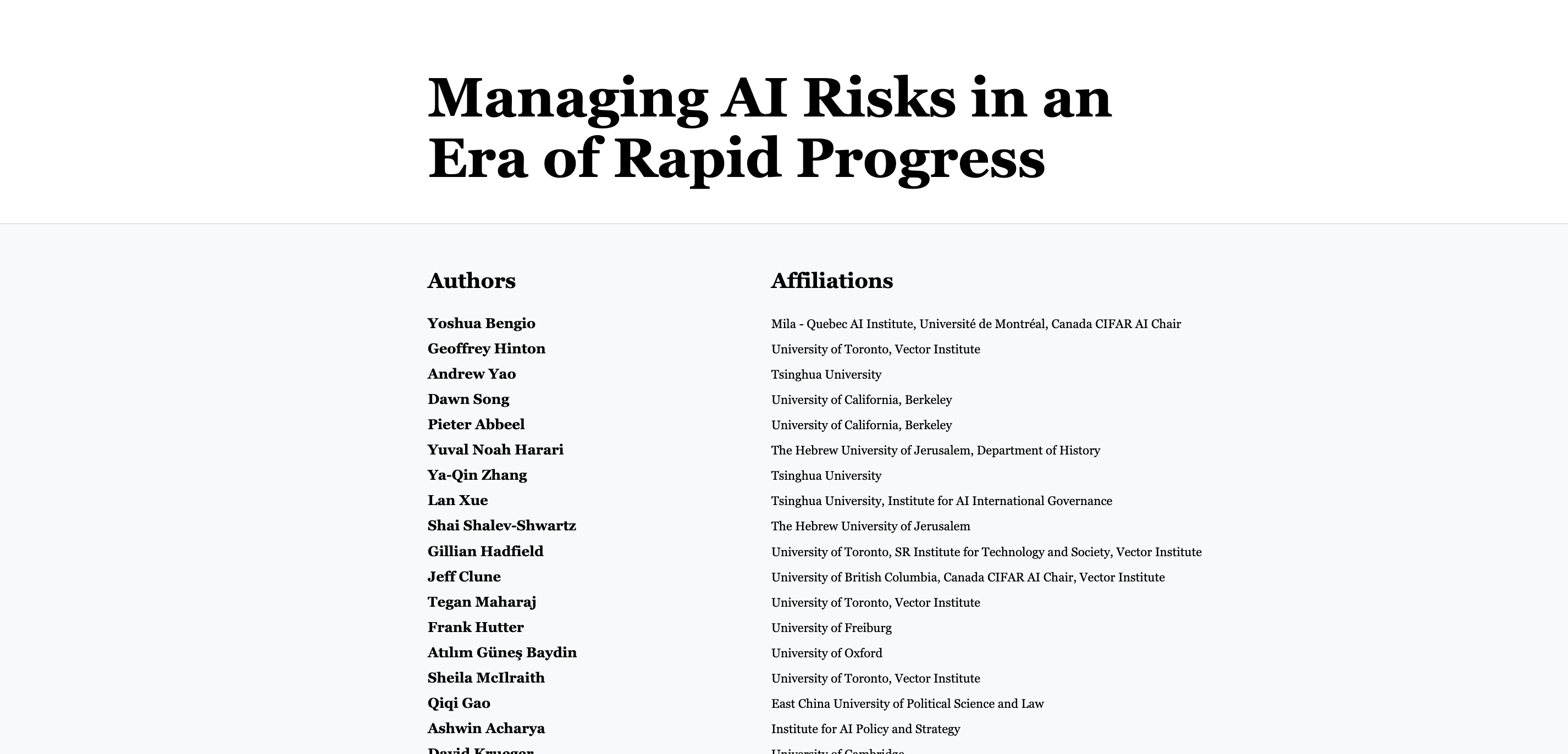 Managing AI Risks in an Era of Rapid Progress